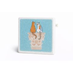 Dessous de verre en marbre Greek Cats and Ruins 2 AHGB, vu de face