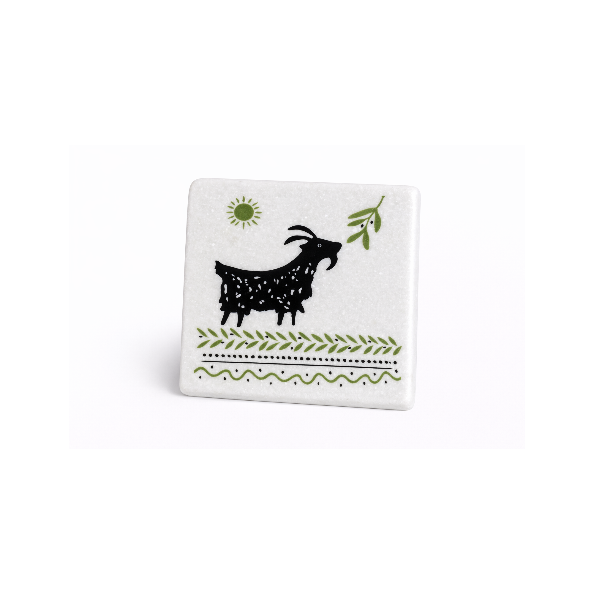 Marble coasters Goat and Olive AHB, front view