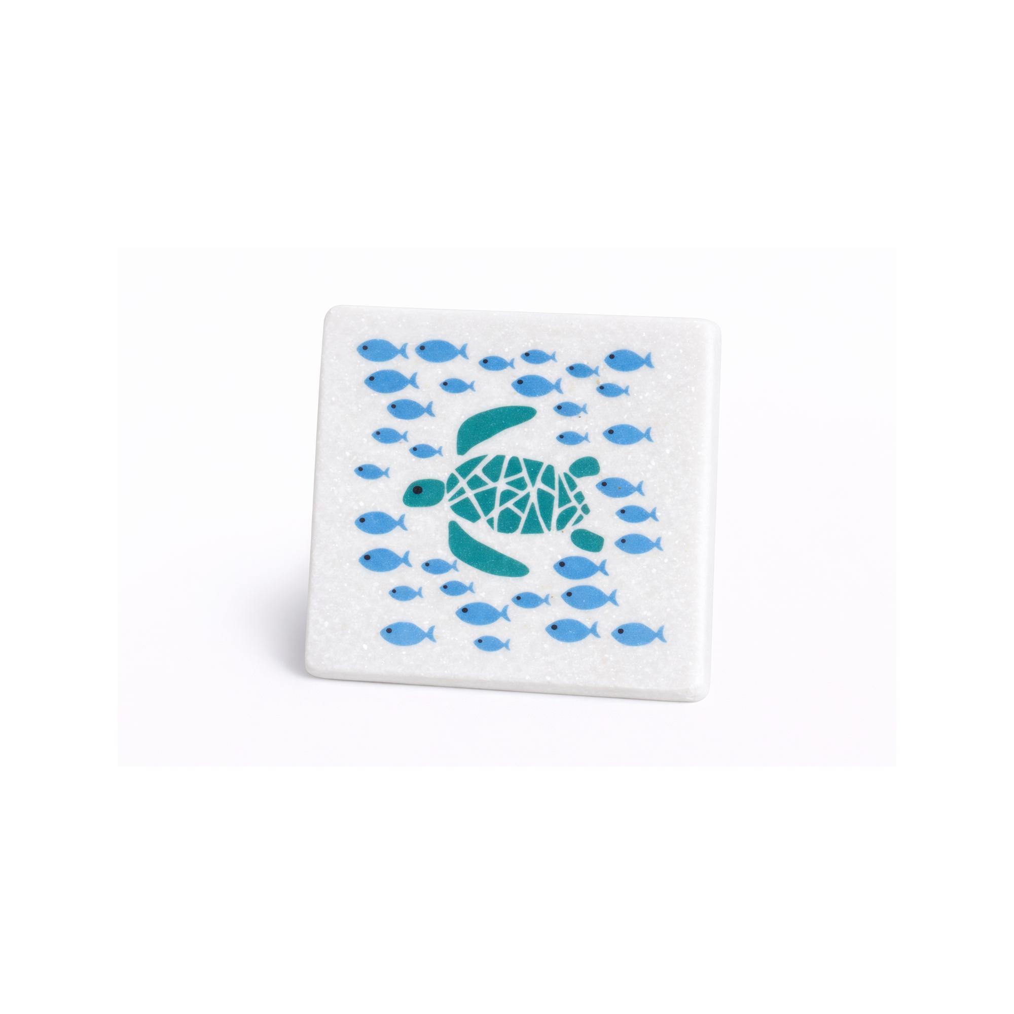 Μαρμάρινα σουβέρ Greek Sea Treasures - Turtle AHGB μπροστινή όψη