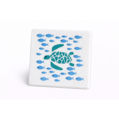 Dessous de verre en marbre Greek Sea Treasures - Turtle AHGB, vu de face