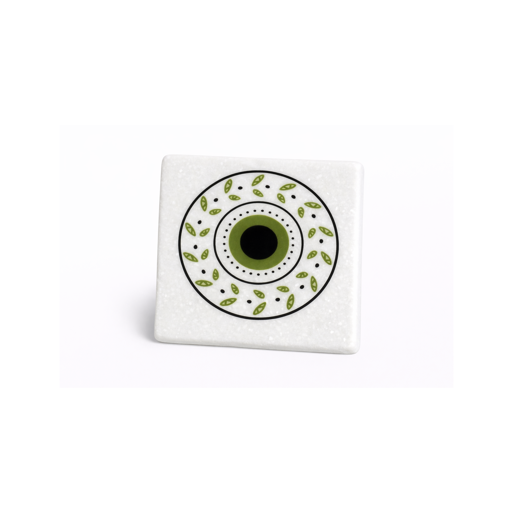 Dessous de verre en marbre Green Olive Eye AHGB, vu de face