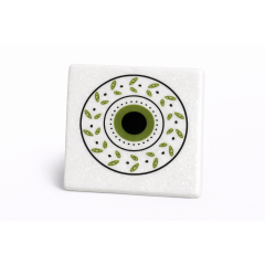 Dessous de verre en marbre Green Olive Eye AHGB, vu de face