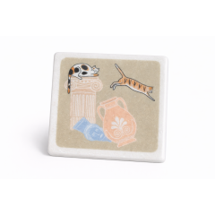 Marble coasters Greek Cats and ruins 3 AHB, front view