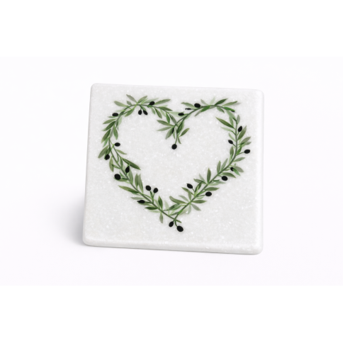 Μαρμάρινα σουβέρ Olive Heart AHGB μπροστινή όψη