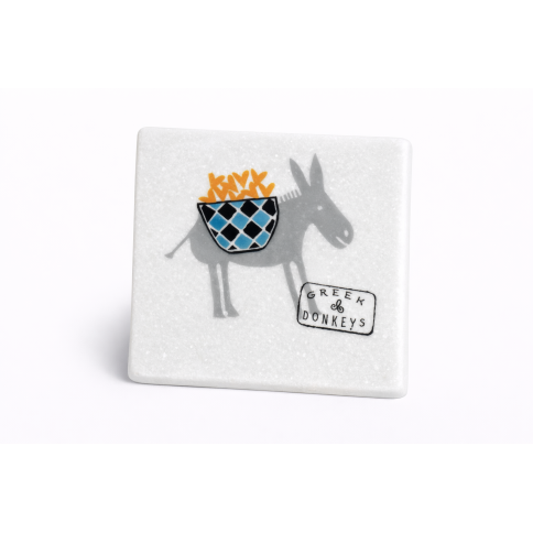 Dessous de verre en marbre Donkey Love AHGB, vu de face