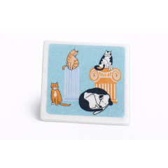Dessous de verre en marbre Greek cats and ruins AHGB, vu de face