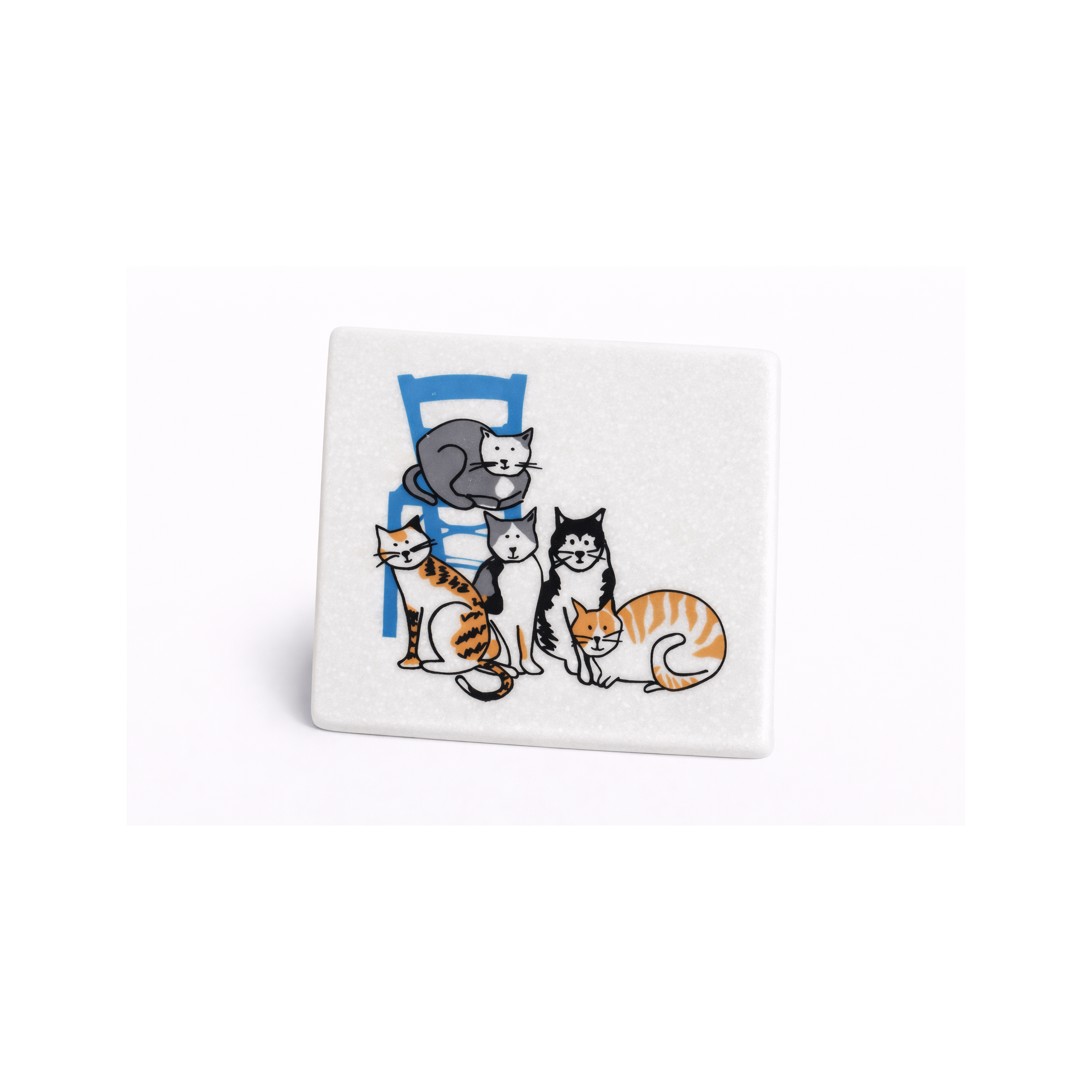 Marble coasters Greek Cats Round AHB, front view