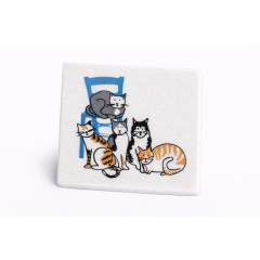 Μαρμάρινα σουβέρ Greek Cats Round AHGB μπροστινή όψη