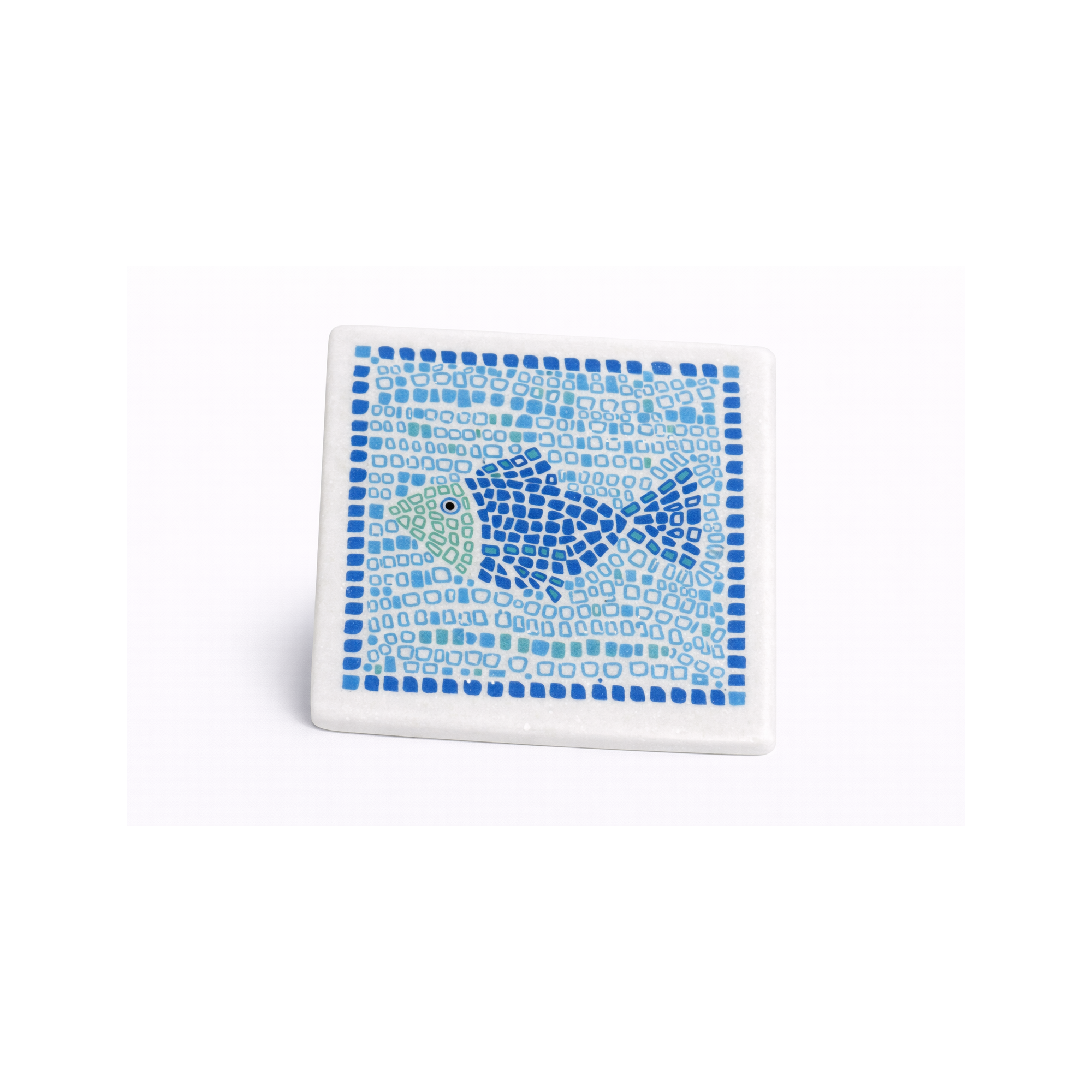 Dessous de verre en marbre Mosaic Fish AHGB, vu de face