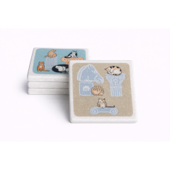 Dessous de verre en marbre Greek cats and ruins 4 AHGB, vu de face