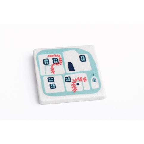 Dessous de verre en marbre Greek Island AHGB, vu de face