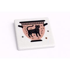 Dessous de verre en marbre Cat pot AHGB, vu de face