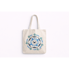 Sac cabas Ecru Greek Sea Treasures- Sardines AHGB, vu de face