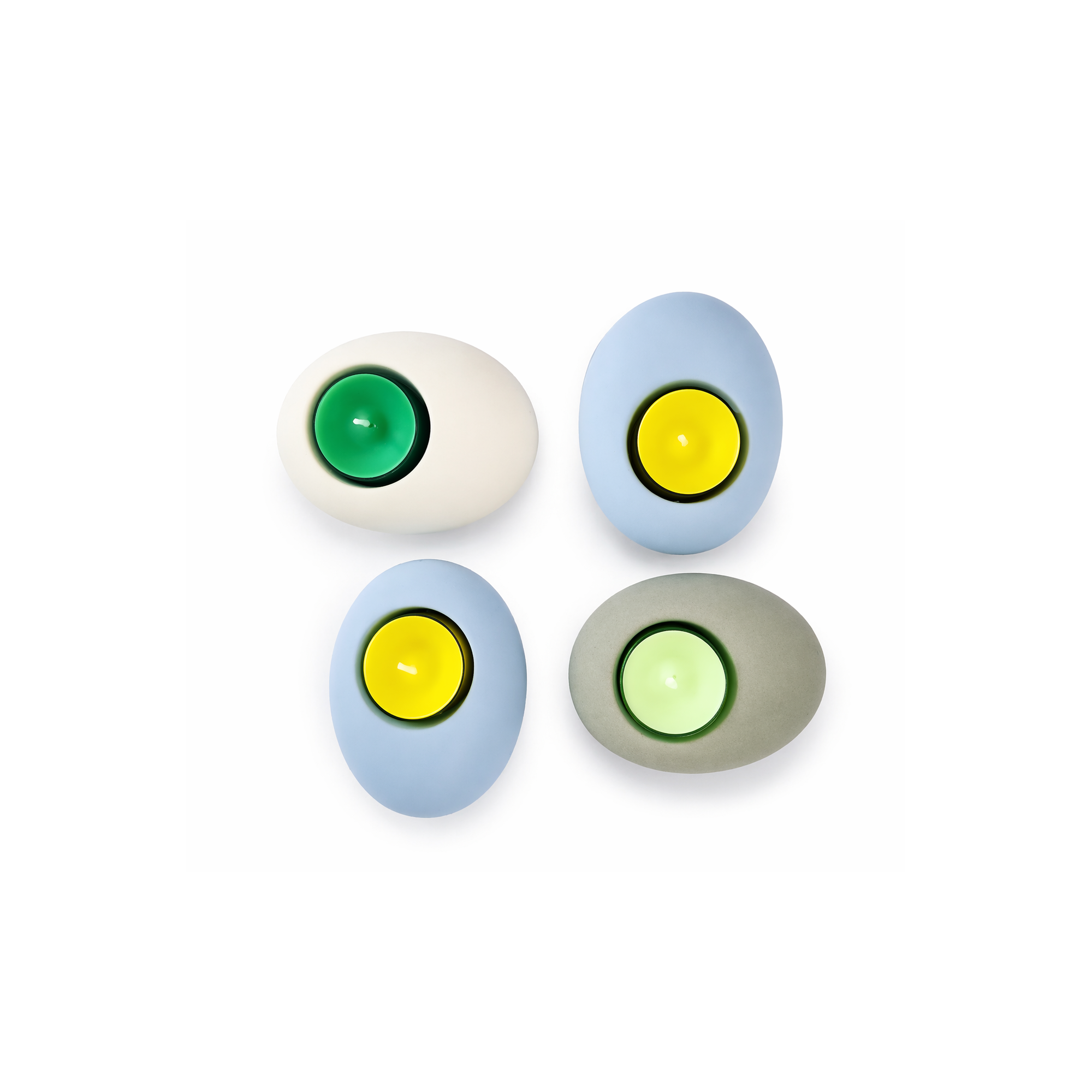 Pebble tealight holder with candles A FUTURE PERFECT, top view