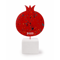 Charm 2023 - Decorative sculpture Pomegrenate red AFP, front view