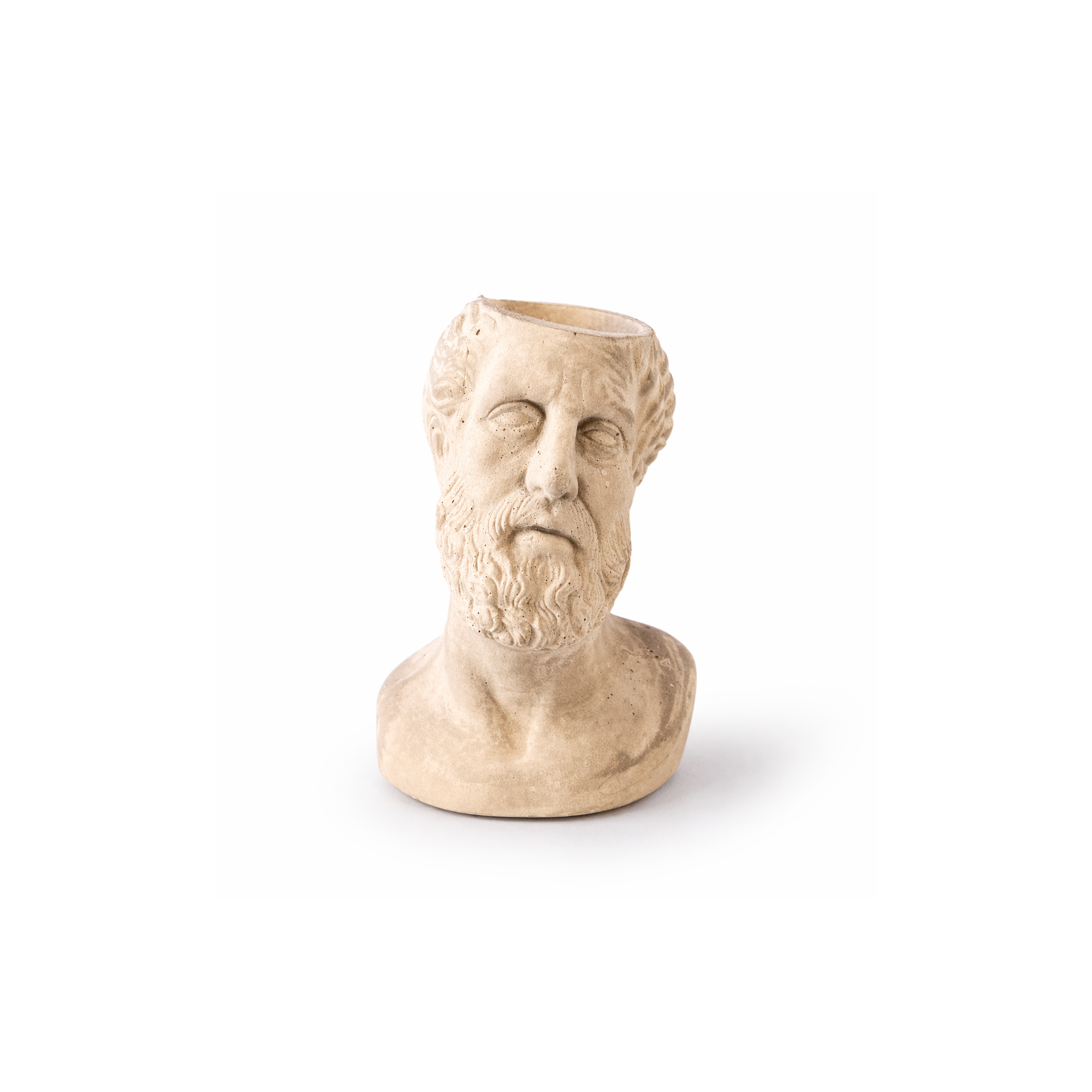 Statuette HIPPOCRATES grey - pencil holder / candle holder / plant pot, A FUTURE PERFECT, front view