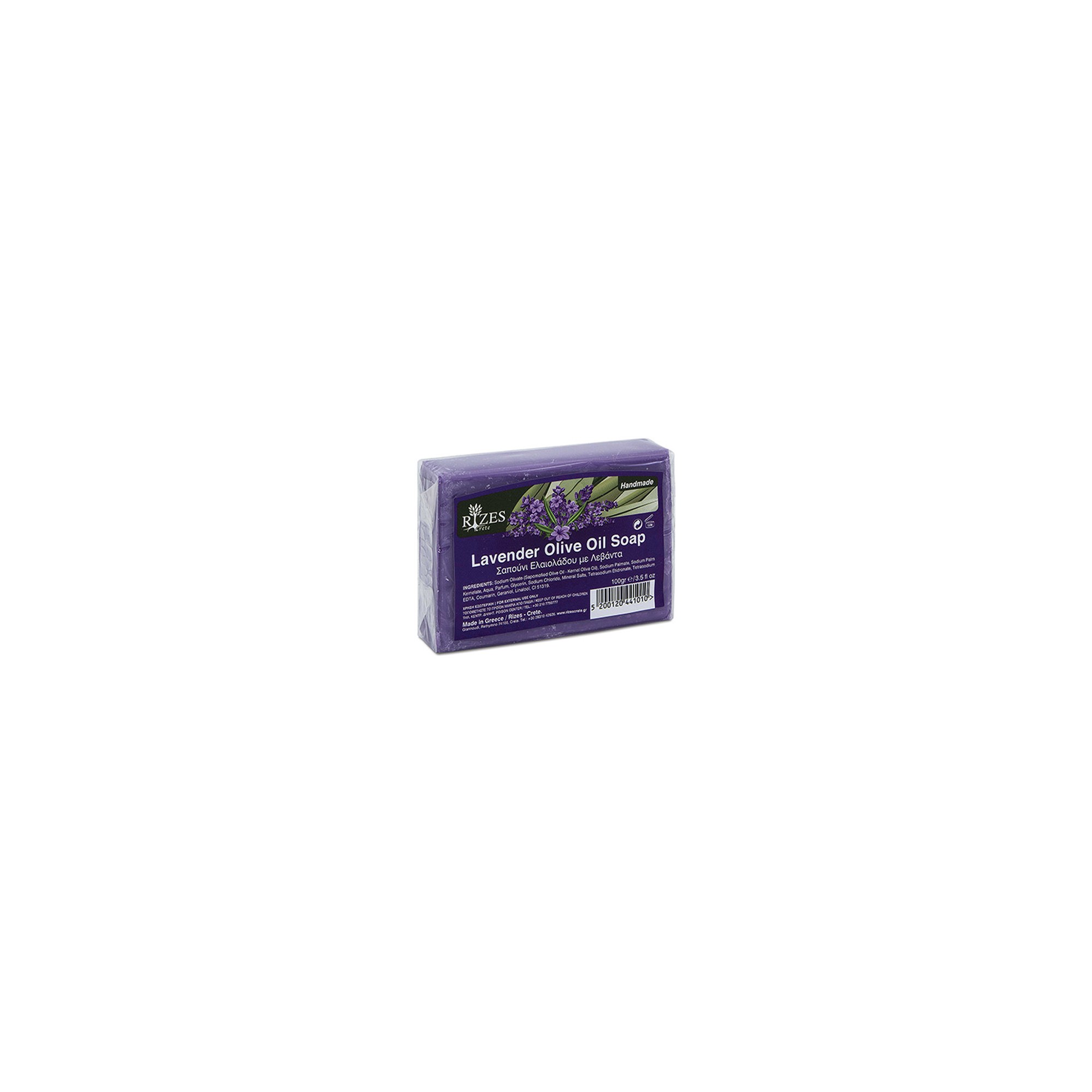 Lavender olive oil soap 100g RIZES CRETE, front view