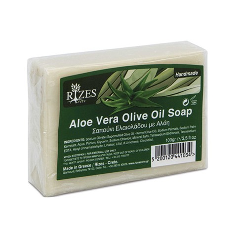 Aloe vera olive oil soap 100g RIZES CRETE, front view