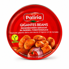 Haricots géants dans une sauce d'oignon et de tomate 280g PALIRIA, vu de face
