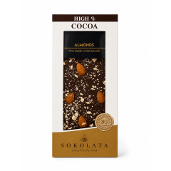 Chocolat noir 70% aux amandes 100g AGAPITOS, vu de face