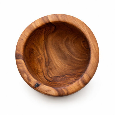 Bol régulier en bois d’olivier 8cm RIZES CRETE, vu de haut