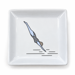 Assiette carrée en porcelaine 12 x 12 cm Diver A FUTURE PERFECT, vue de haut