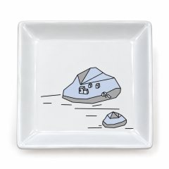 Small square porcelain tray 12 x 12 cm Islands A FUTURE PERFECT, top view