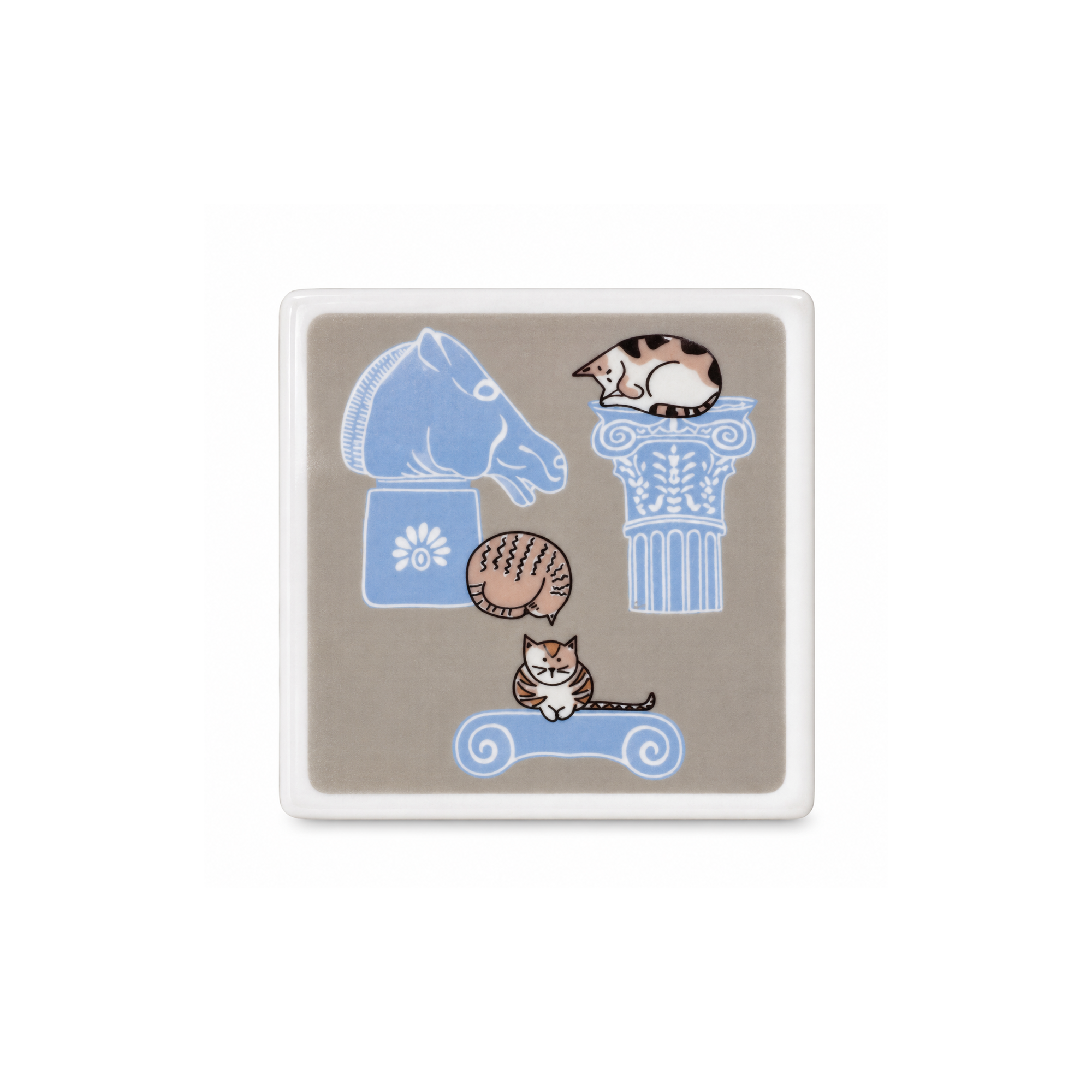 Marble coasters Cats and ruins 4 AHB, front view