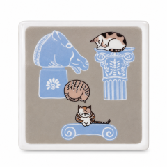 Dessous de verre en marbre Greek cats and ruins 4 AHGB, vu de face