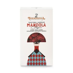 Mandola - amandes caramélisées grecques artisanales 140g Voskopoula, boîte vue de face