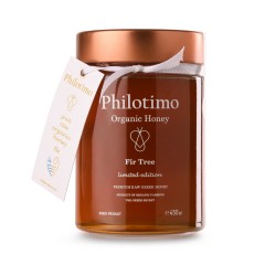 Miel de sapin bio de Grèce 450g Philotimo édition limitée, pot vue de face