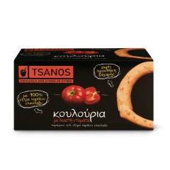 Biscuits grecs aux tomates séchées 70g Tsanos, boîte vue de face