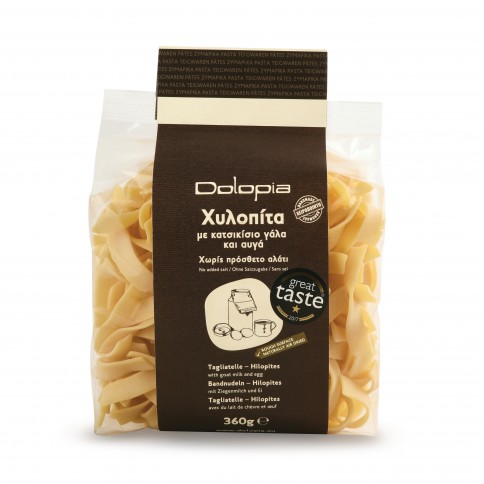 Hilopites pâtes grecques au lait de chèvre et oeufs 360g Dolopia, vue de face