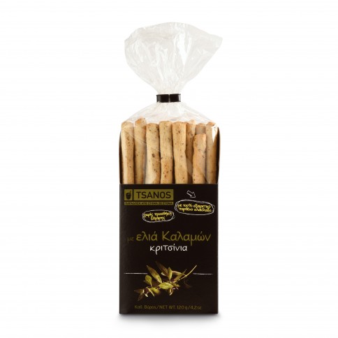 Gressins grecs aux olives Kalamon 120g Tsanos, vue du paquet