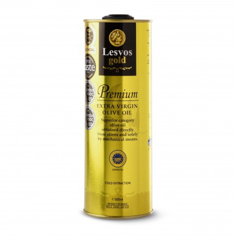 Premium Ελαιόλαδο Π.Γ.Ε. Lesvos Gold 500ml μπροστινή όψη