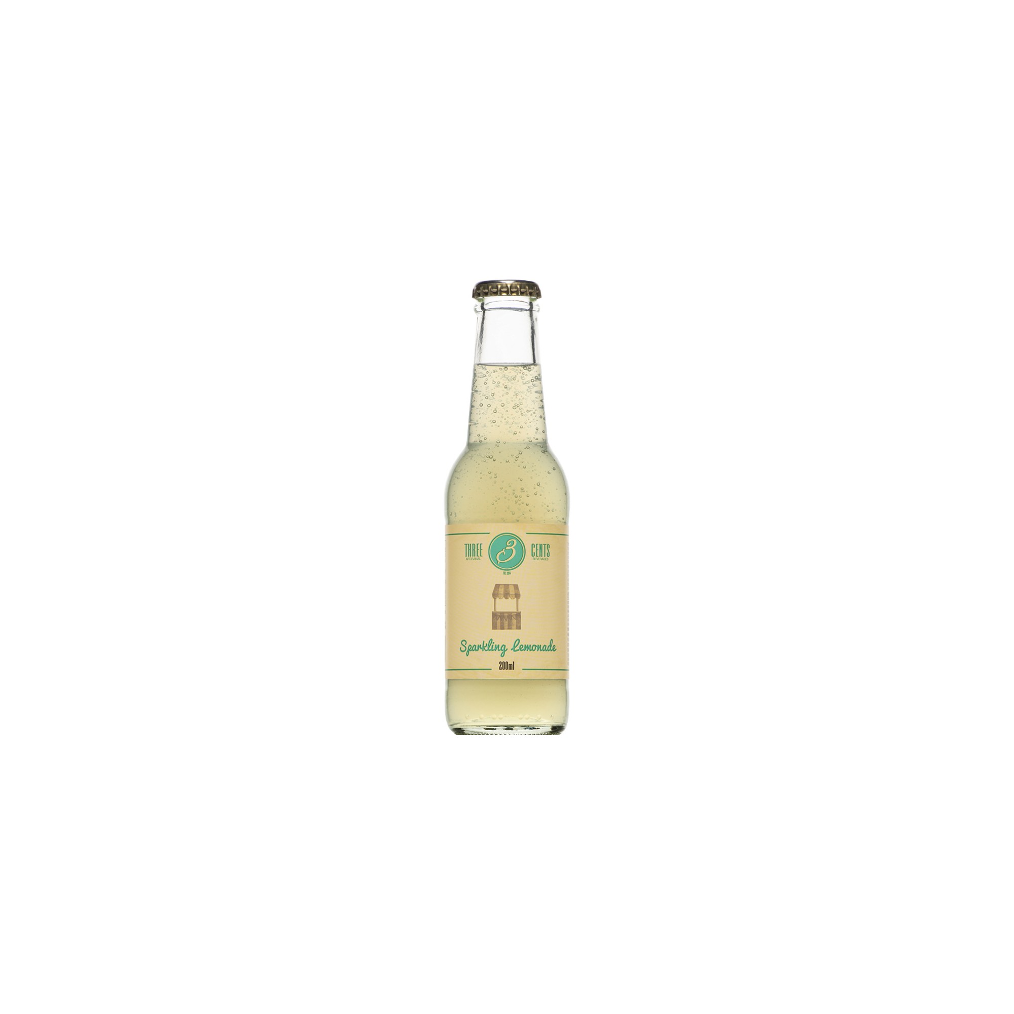 Bouteille de limonade "Sparkling Lemonade" Three Cents en bouteille de 20 cl, vue de face