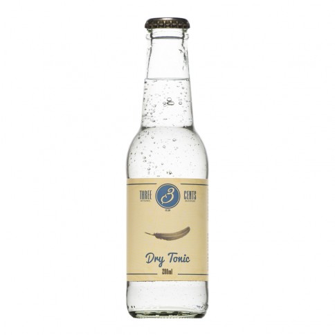 Tonic artisanal "dry tonic" de Three Cents en bouteille de 20cl, vu de face