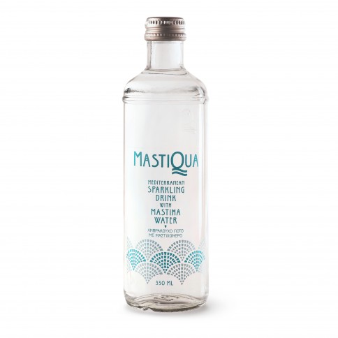 Sparkling water with Mastic 330ml Mastiqua front view