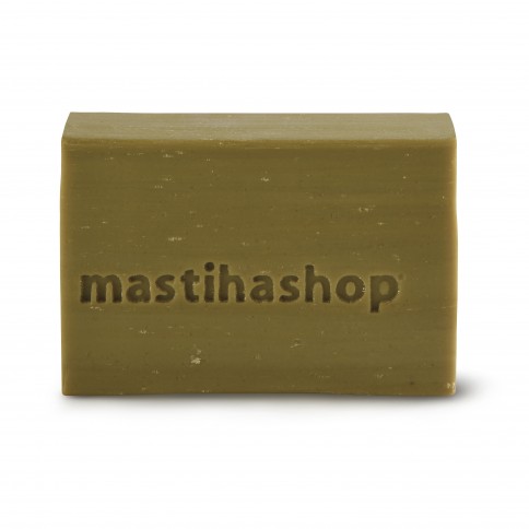 Savon traditionnel à l'huile d'olive et mastiha de Chios Mastiha Shop vue de face avec du savon sans emballage Savon traditionnel à l'huile d'olive et mastiha de Chios Mastiha Shop vue de face avec du savon sans emballage