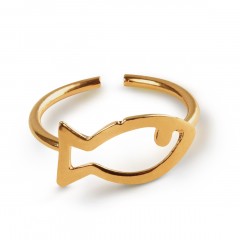 Psaraki 24K gold plated ring made in Greece. Front view