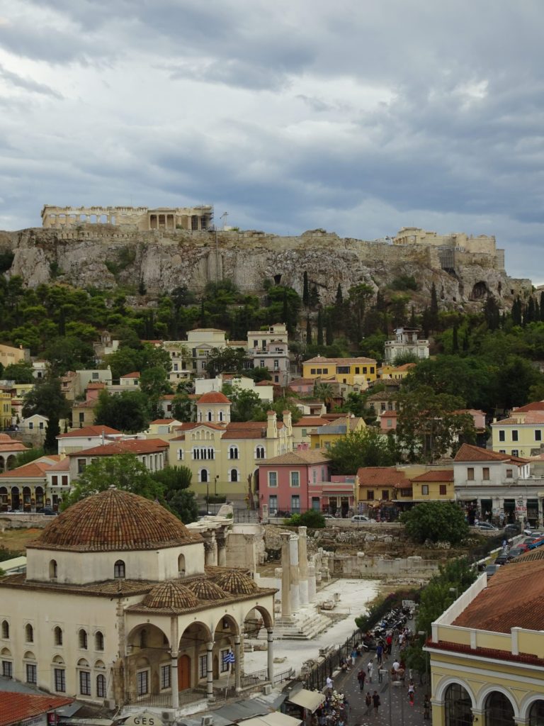 View of Parthenon and Monastiraki in Athens