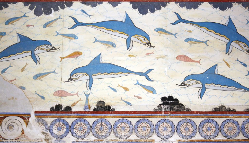 Fresque Minoenne, Palais des dauphins de Knossos en Crète