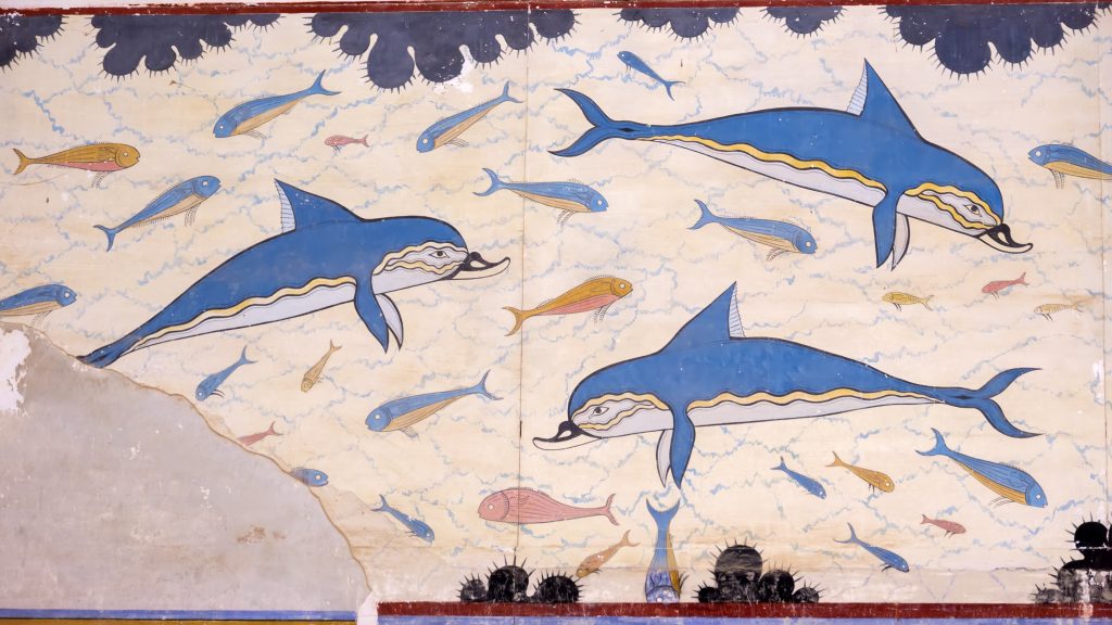 Fresque Minoenne datée de 1700-1450 avant JC - Palais des dauphins de Knossos