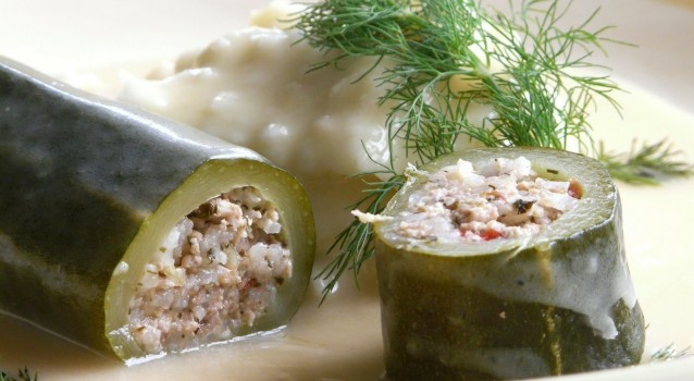 Greek stuffed zucchini