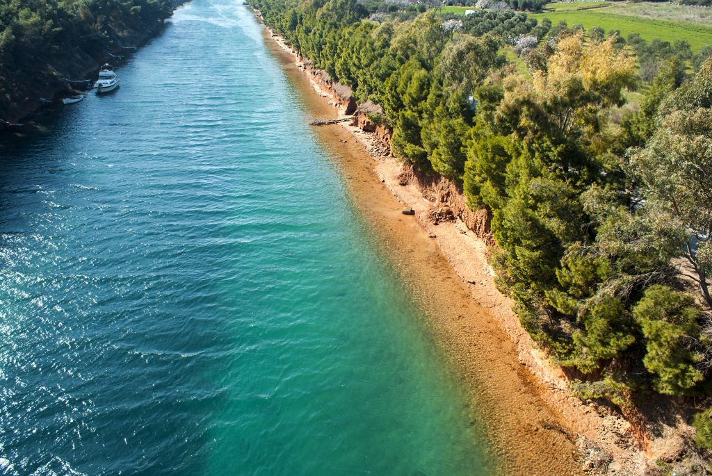 Aerial view of Potidea sea Channel, Chalkidiki
