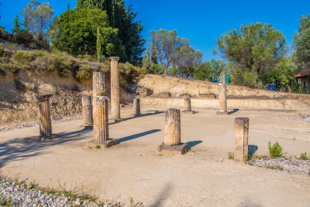 The ancient locker room (Apodytirion) is located east of the stadium in the archaeological site of Nemea in Peloponnese, Greece.