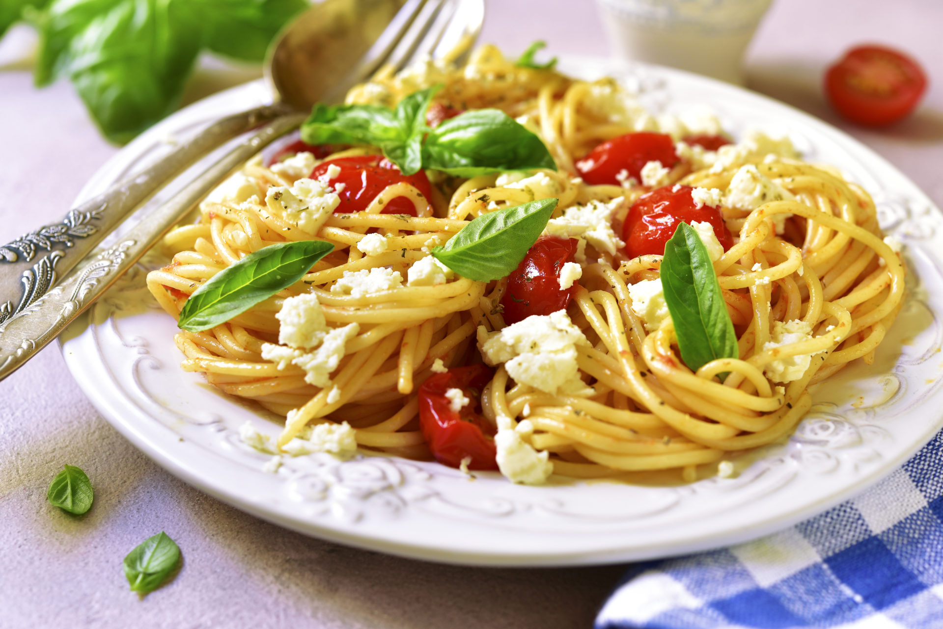 Summer pasta with olive tapenade