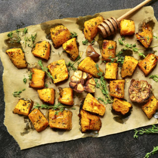 Roasted Butternut Squash with Greek Honey and Garlic
