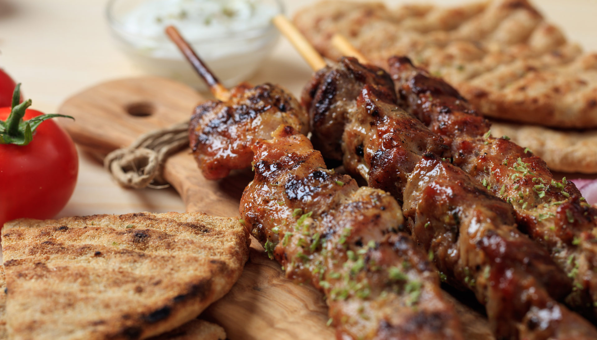 Lamb souvlaki skewers