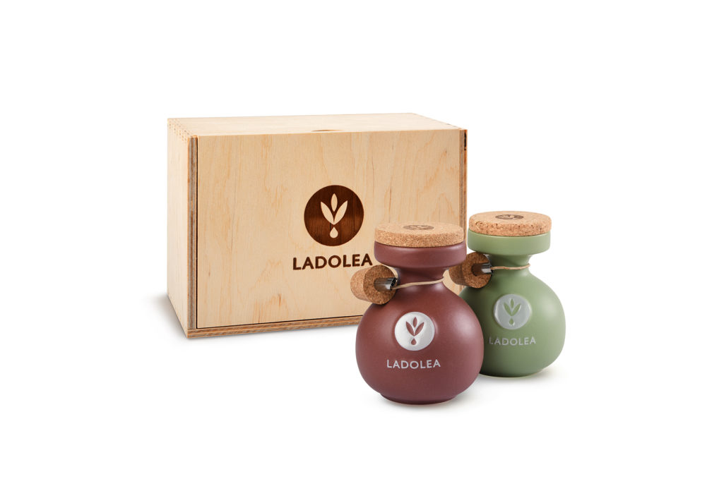 Coffret cadeau Ladolea coffret koroneiki vinaigre, coffret et amphores faits à la main